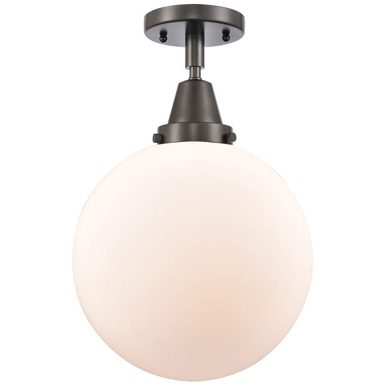 Image 1 Caden Beacon 10" LED Flush Mount - Oil Rubbed Bronze - Matte White Sha