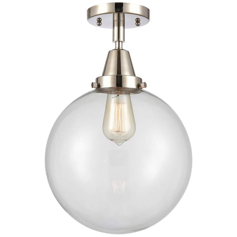 Image 1 Caden Beacon 10" LED Flush Mount - Polished Nickel - Clear Shade