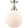 Caden Beacon 10" LED Flush Mount - Polished Nickel - Matte White Shade