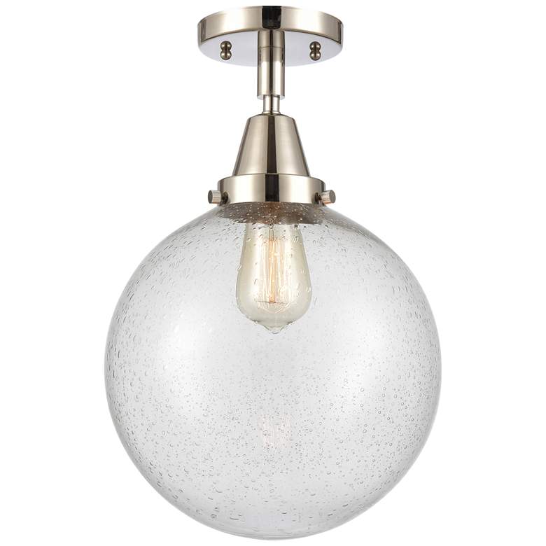 Image 1 Caden Beacon 10" LED Flush Mount - Polished Nickel - Seedy Shade