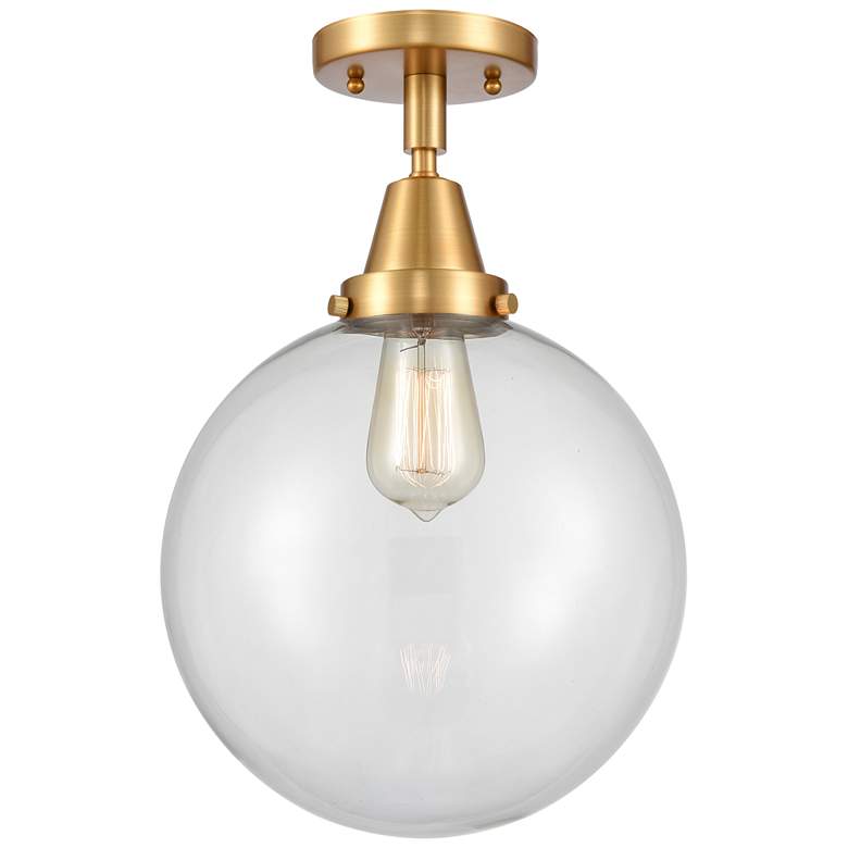 Image 1 Caden Beacon 10" LED Flush Mount - Satin Gold - Clear Shade