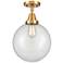 Caden Beacon 10" LED Flush Mount - Satin Gold - Clear Shade