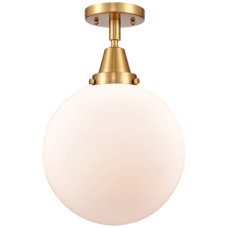 Image 1 Caden Beacon 10 inch LED Flush Mount - Satin Gold - Matte White Shade