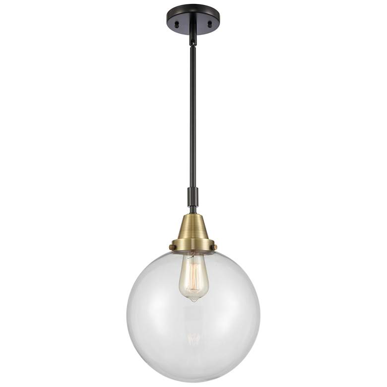 Image 1 Caden Beacon 10" Wide Black Brass Stem Hung Mini Pendant w/ Clear Shad