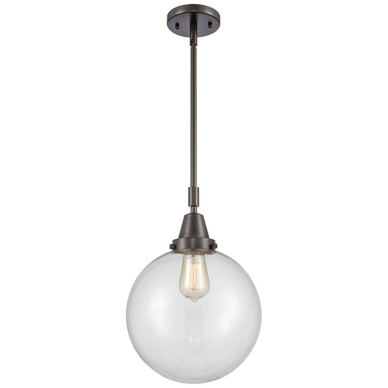 Image 1 Caden Beacon 10" Wide Bronze Stem Hung Mini Pendant w/ Clear Shade