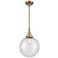 Caden Beacon 10" Wide Brushed Brass Stem Hung Mini Pendant w/ Seedy Sh