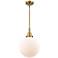 Caden Beacon 10" Wide Brushed Brass Stem Hung Mini Pendant w/ White Sh