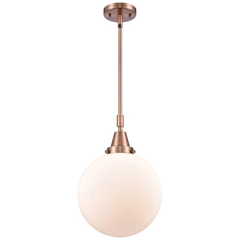 Image 1 Caden Beacon 10" Wide Copper Stem Hung Mini Pendant w/ Matte White Sha