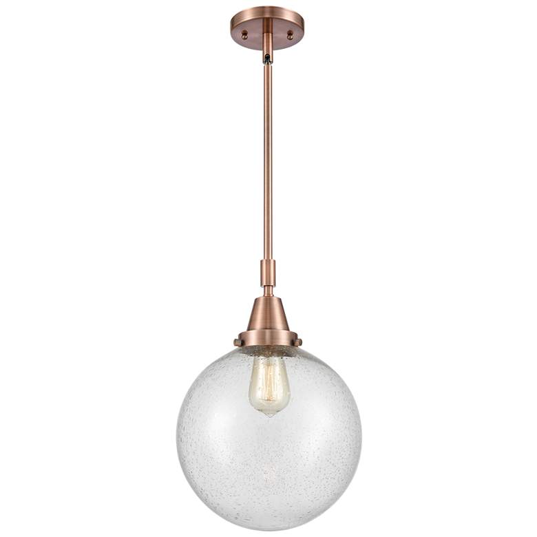Image 1 Caden Beacon 10" Wide Copper Stem Hung Mini Pendant w/ Seedy Shade