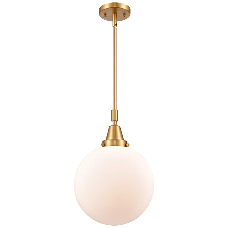 Image 1 Caden Beacon 10" Wide Gold Stem Hung Mini Pendant w/ Matte White Shade