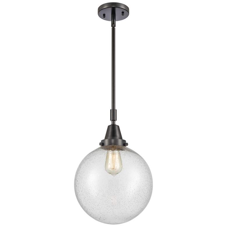 Image 1 Caden Beacon 10" Wide Matte Black Stem Hung Mini Pendant w/ Seedy Shad