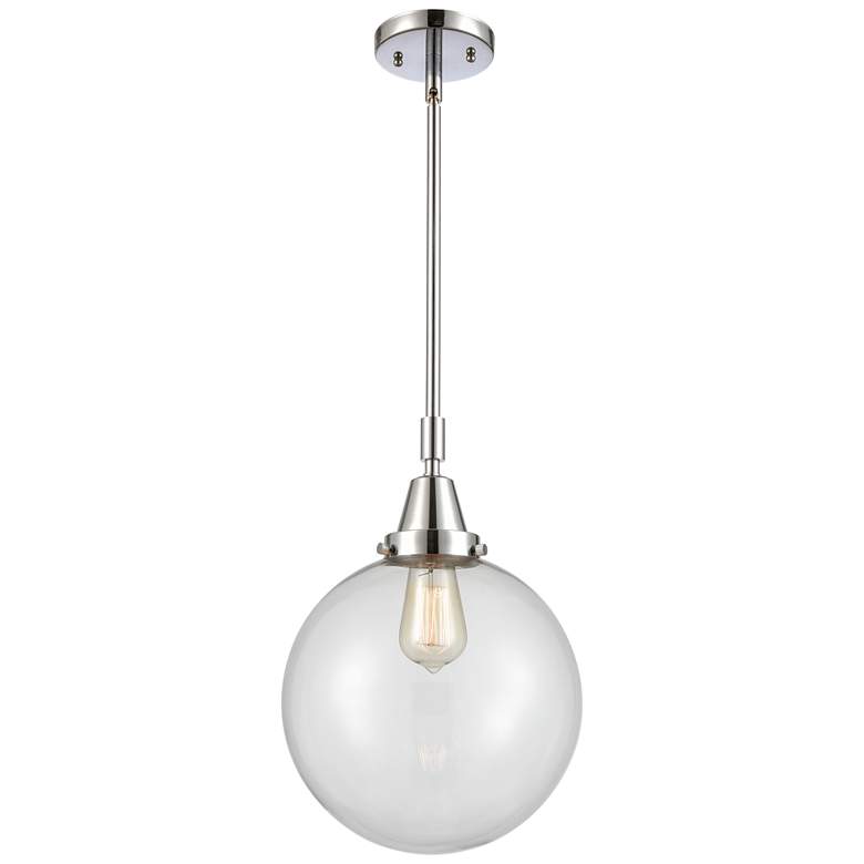 Image 1 Caden Beacon 10" Wide Polished Chrome Stem Hung Mini Pendant w/ Clear