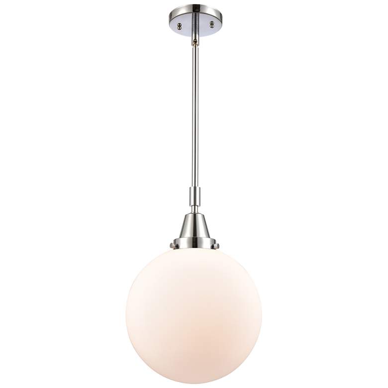 Image 1 Caden Beacon 10" Wide Polished Chrome Stem Hung Mini Pendant w/ White