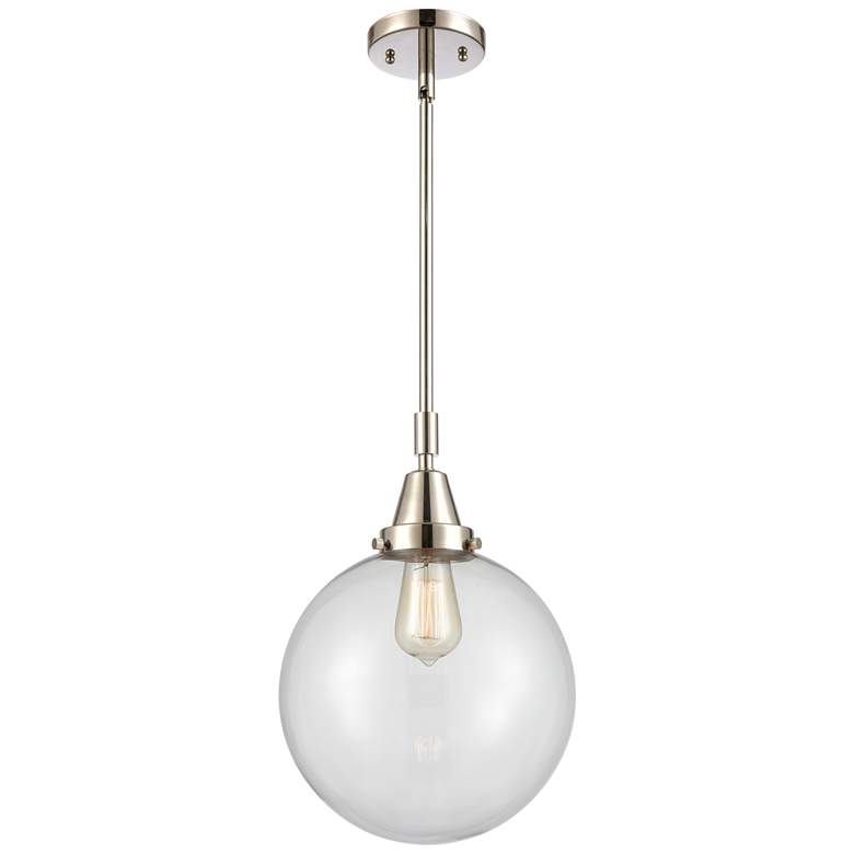 Image 1 Caden Beacon 10" Wide Polished Nickel Stem Hung Mini Pendant w/ Clear