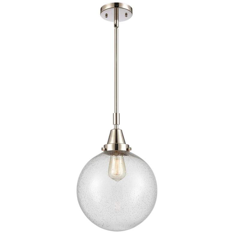 Image 1 Caden Beacon 10" Wide Polished Nickel Stem Hung Mini Pendant w/ Seedy