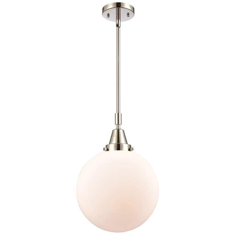 Image 1 Caden Beacon 10" Wide Polished Nickel Stem Hung Mini Pendant w/ White