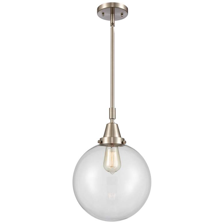 Image 1 Caden Beacon 10"W Brushed Nickel Stem Hung Mini Pendant w/ Clear Shade