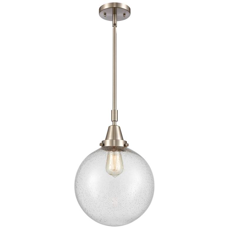 Image 1 Caden Beacon 10"W Brushed Nickel Stem Hung Mini Pendant w/ Seedy Shade