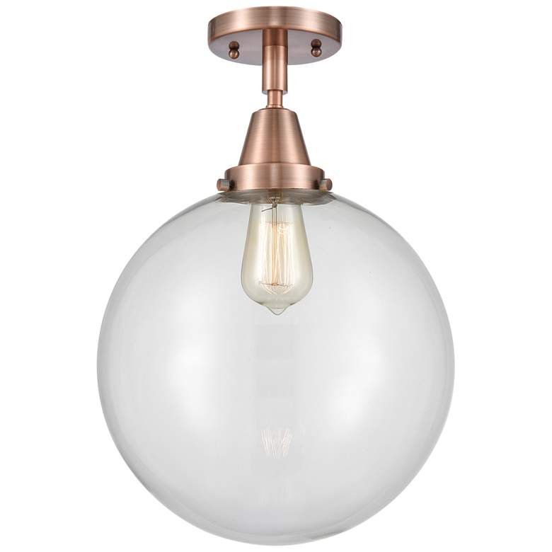 Image 1 Caden Beacon 12" Flush Mount - Antique Copper - Clear Shade