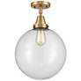 Caden Beacon 12" Flush Mount - Brushed Brass - Clear Shade