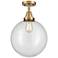 Caden Beacon 12" Flush Mount - Brushed Brass - Clear Shade