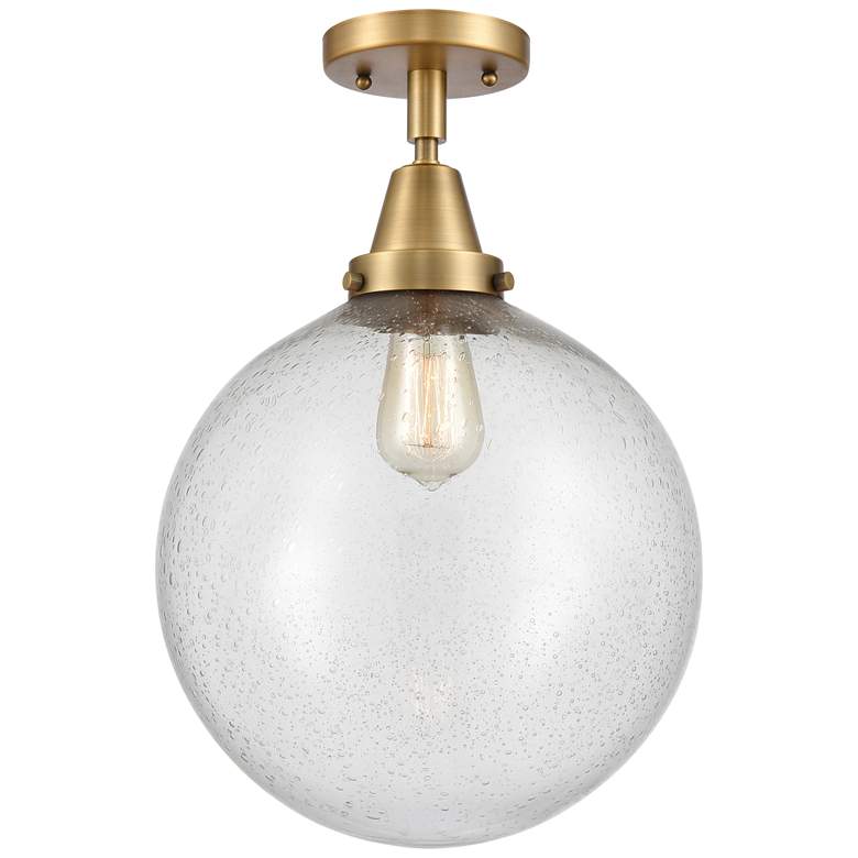 Image 1 Caden Beacon 12" Flush Mount - Brushed Brass - Seedy Shade