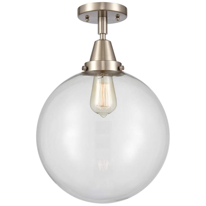 Image 1 Caden Beacon 12" Flush Mount - Brushed Satin Nickel - Clear Shade