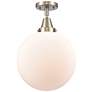 Caden Beacon 12" Flush Mount - Brushed Satin Nickel - Matte White Shad