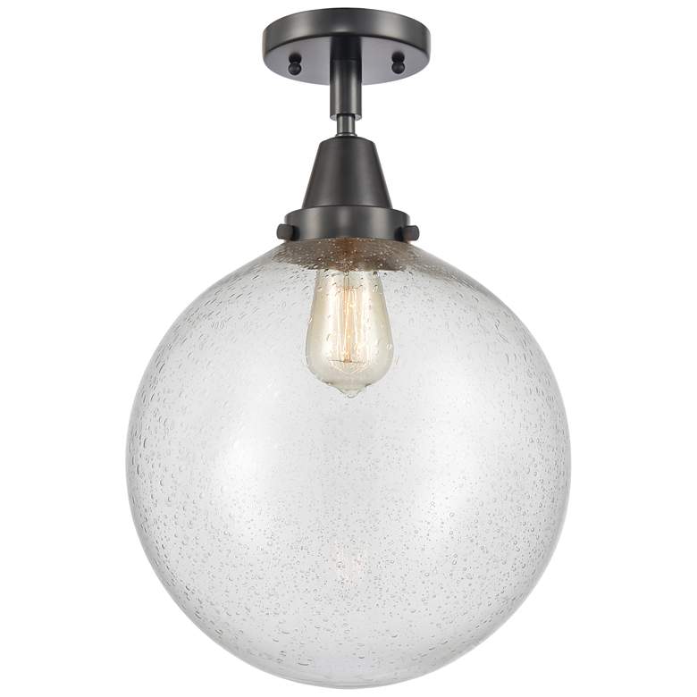 Image 1 Caden Beacon 12" Flush Mount - Matte Black - Seedy Shade