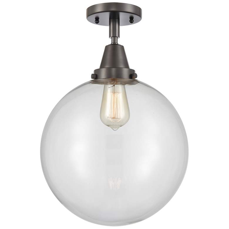 Image 1 Caden Beacon 12" Flush Mount - Oil Rubbed Bronze - Clear Shade