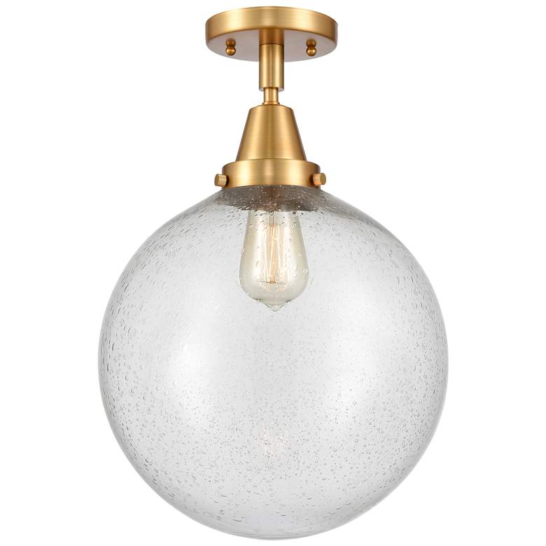 Image 1 Caden Beacon 12" Flush Mount - Satin Gold - Seedy Shade