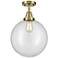 Caden Beacon 12" LED Flush Mount - Antique Brass - Clear Shade