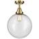 Caden Beacon 12" LED Flush Mount - Antique Brass - Seedy Shade