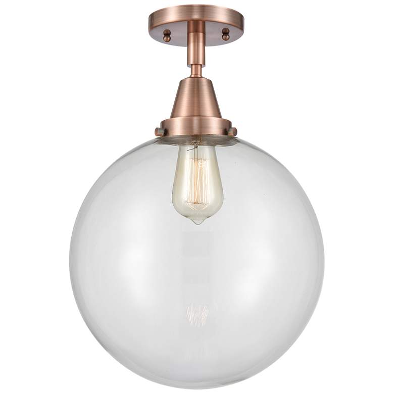 Image 1 Caden Beacon 12 inch LED Flush Mount - Antique Copper - Clear Shade