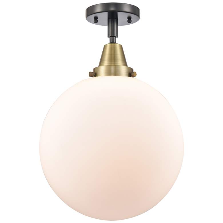 Image 1 Caden Beacon 12" LED Flush Mount - Black Antique Brass - Matte White S