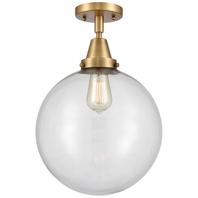 Image 1 Caden Beacon 12" LED Flush Mount - Brushed Brass - Clear Shade