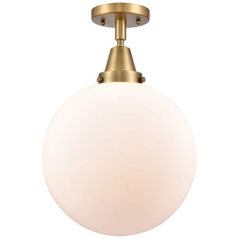 Image 1 Caden Beacon 12" LED Flush Mount - Brushed Brass - Matte White Shade