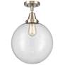 Caden Beacon 12" LED Flush Mount - Brushed Satin Nickel - Clear Shade