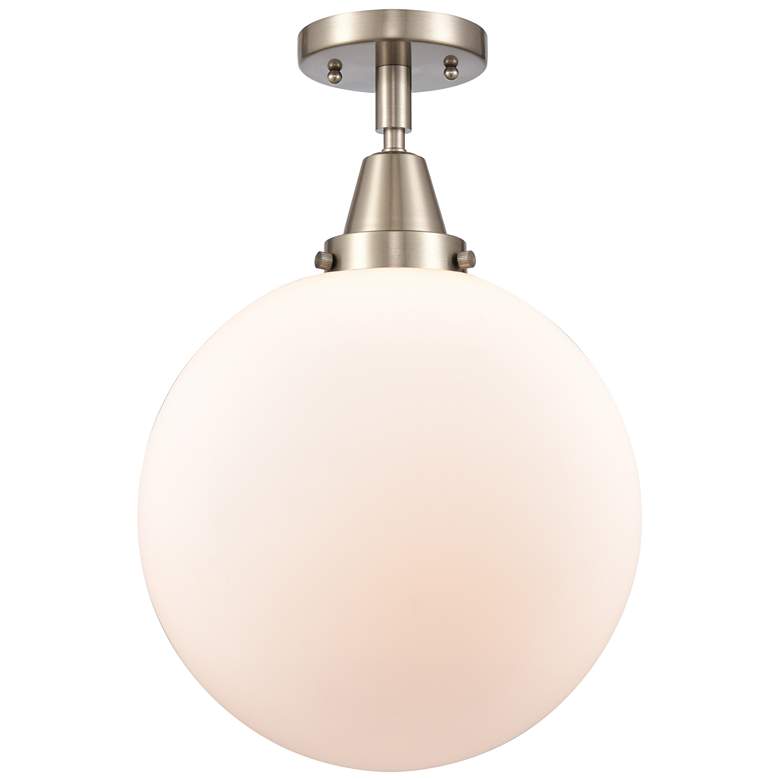 Image 1 Caden Beacon 12" LED Flush Mount - Brushed Satin Nickel - Matte White