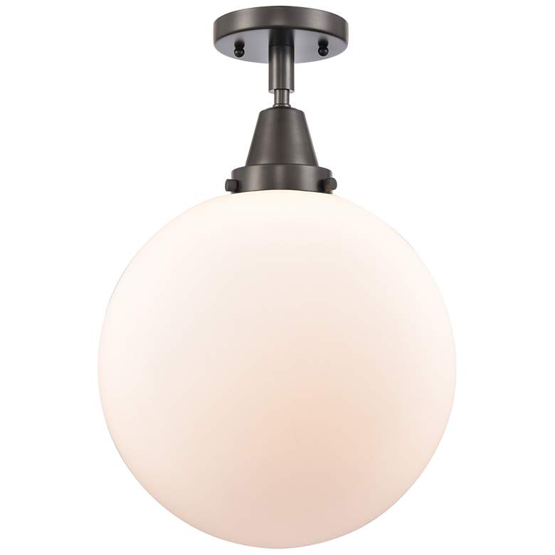 Image 1 Caden Beacon 12" LED Flush Mount - Oil Rubbed Bronze - Matte White Sha