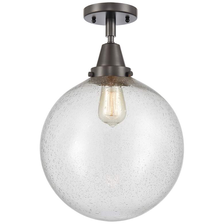 Image 1 Caden Beacon 12" LED Flush Mount - Oil Rubbed Bronze - Seedy Shade