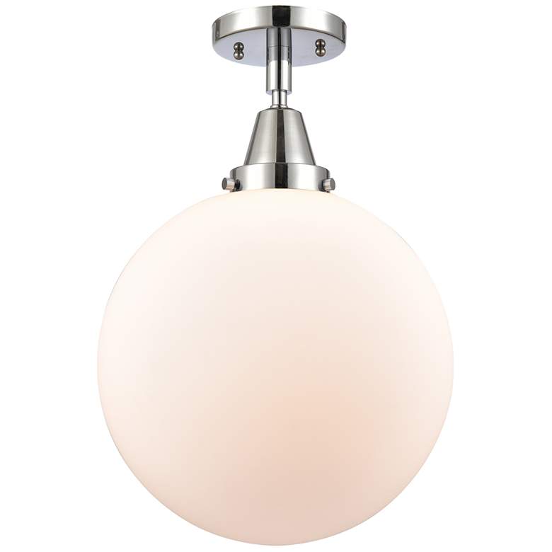 Image 1 Caden Beacon 12" LED Flush Mount - Polished Chrome - Matte White Shade