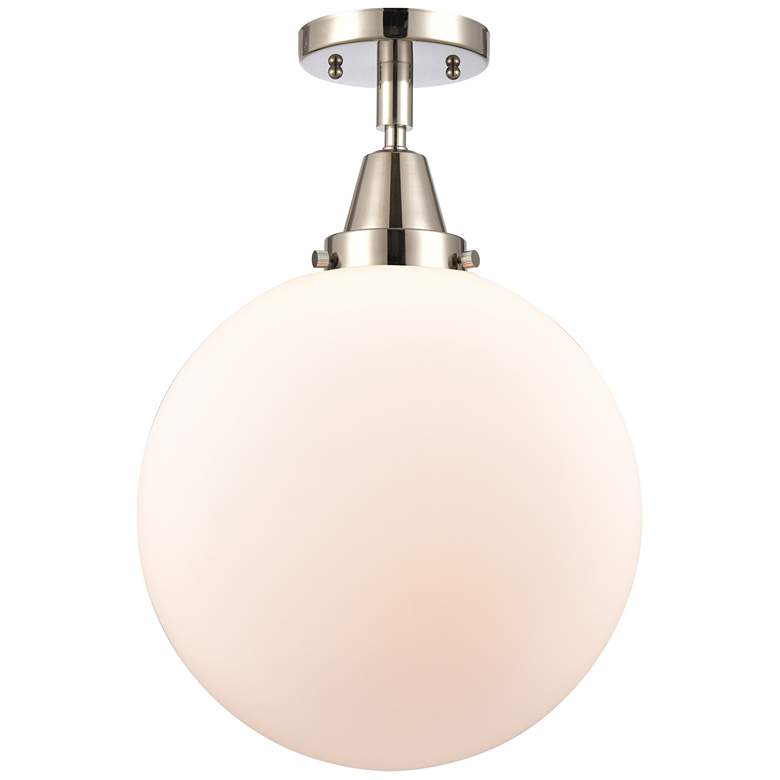 Image 1 Caden Beacon 12" LED Flush Mount - Polished Nickel - Matte White Shade