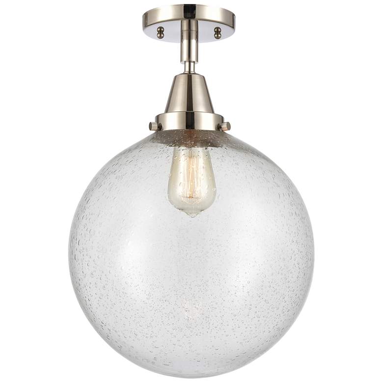 Image 1 Caden Beacon 12" LED Flush Mount - Polished Nickel - Seedy Shade