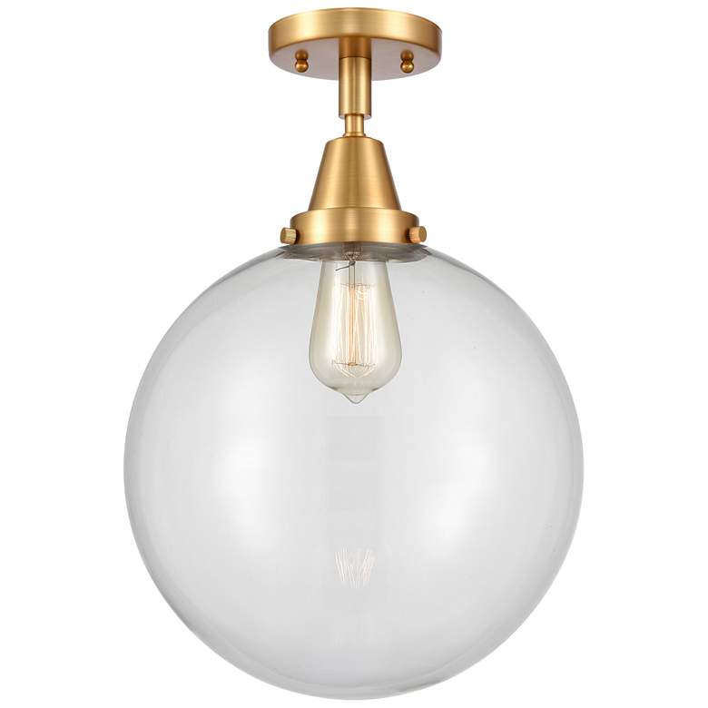Image 1 Caden Beacon 12" LED Flush Mount - Satin Gold - Clear Shade