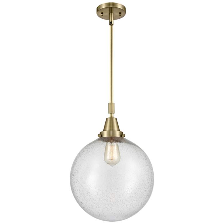 Image 1 Caden Beacon 12" Wide Antique Brass Stem Hung Mini Pendant w/ Seedy Sh