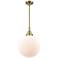 Caden Beacon 12" Wide Antique Brass Stem Hung Mini Pendant w/ White Sh