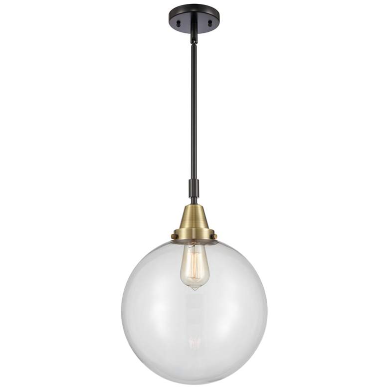 Image 1 Caden Beacon 12" Wide Black Brass Stem Hung Mini Pendant w/ Clear Shad