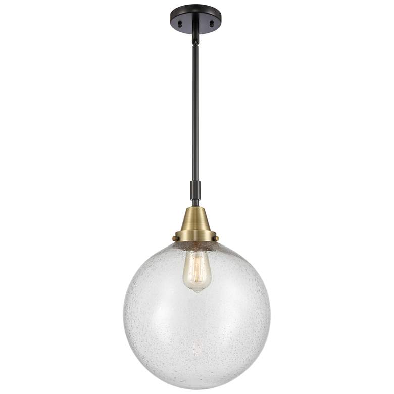 Image 1 Caden Beacon 12" Wide Black Brass Stem Hung Mini Pendant w/ Seedy Shad