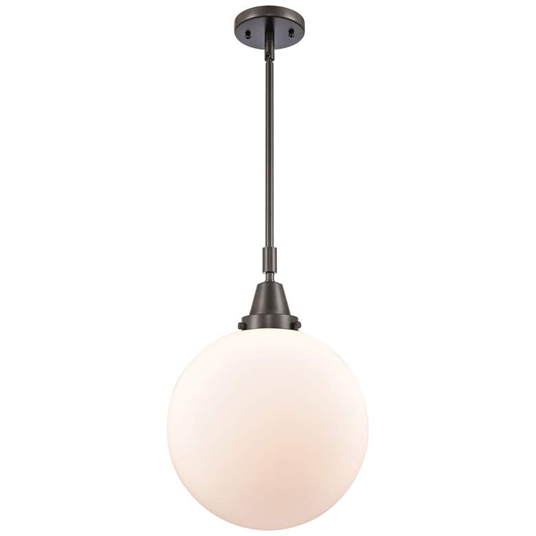 Image 1 Caden Beacon 12" Wide Bronze Stem Hung Mini Pendant w/ Matte White Sha